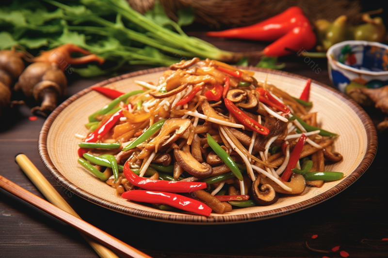 爆炒鱼腥草折耳根青椒美食美味实拍摄影图,高清,摄影图,摄影图片,图片大全,摄影图免费下载